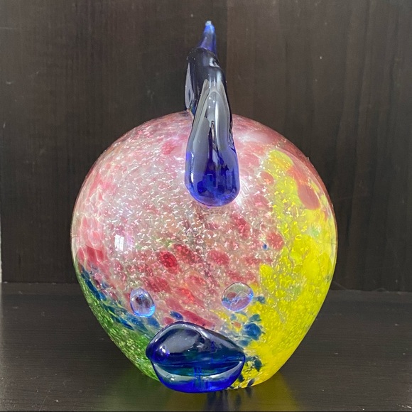 Vintage Rare Murano Glass SIGNED Puffer Fish Silver Speckled Art Glass Sculpture - Picture 2 of 15